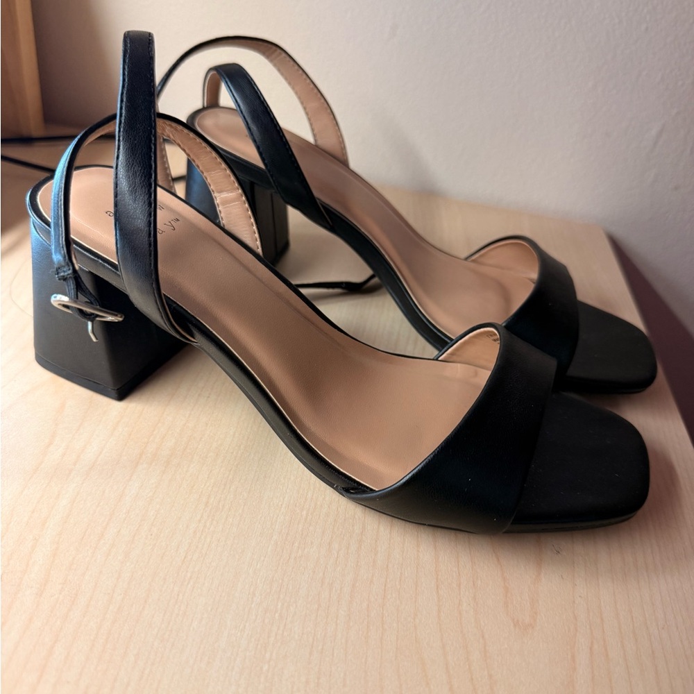 Elegant Black Block Heel Sandals